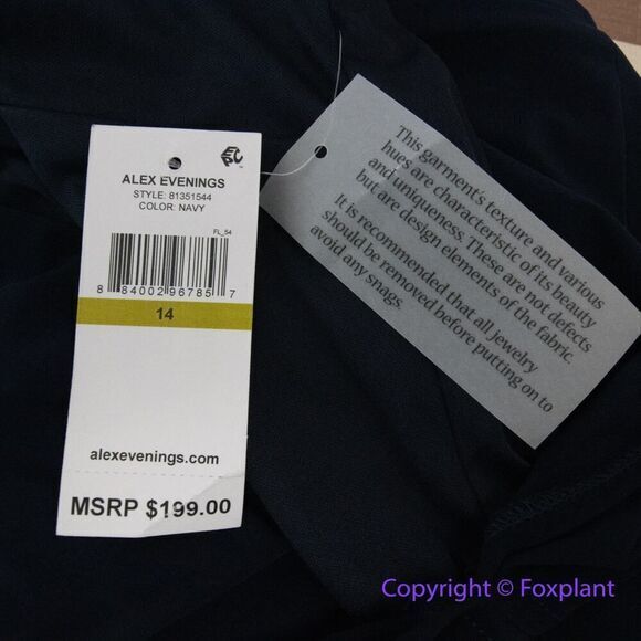 New! Alex Evenings Long Knot Dress with Embellished Short Sleeve,‎ size 14 - Picture 14 of 16